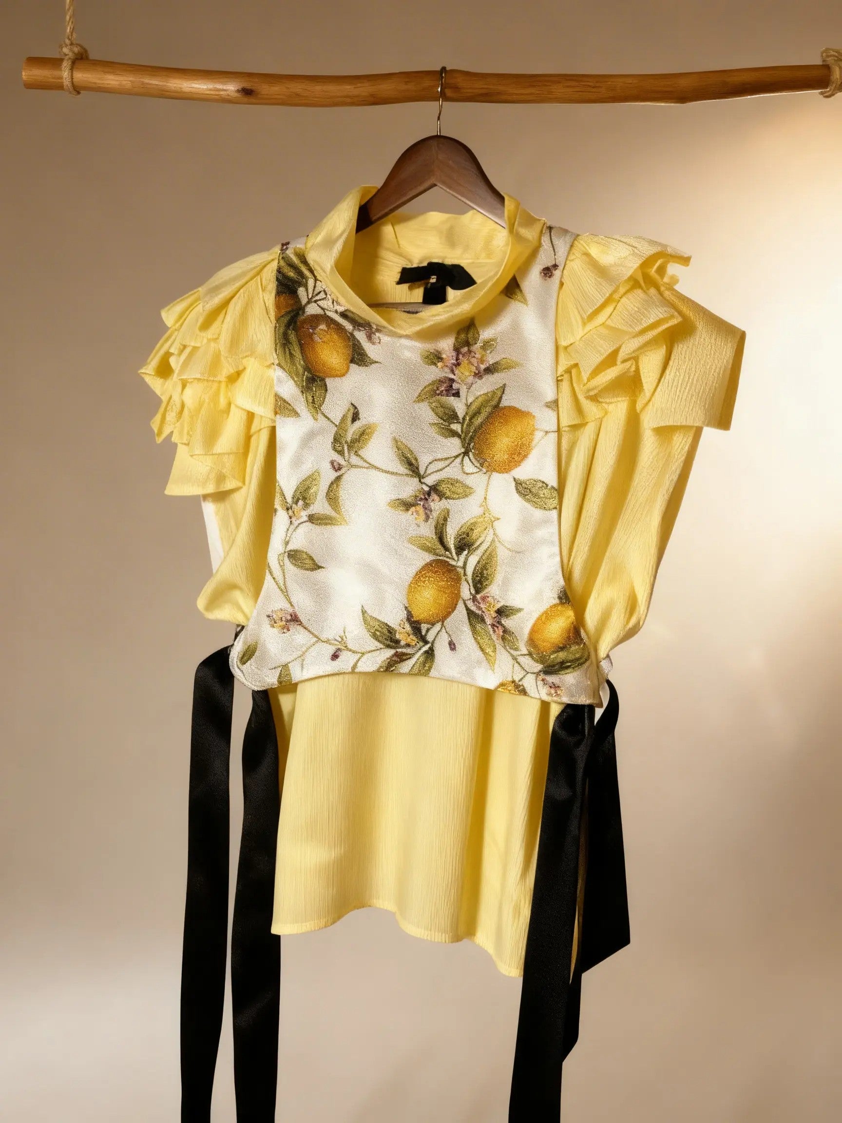 Ärmelloses Top mit gelb-weißen Streifen