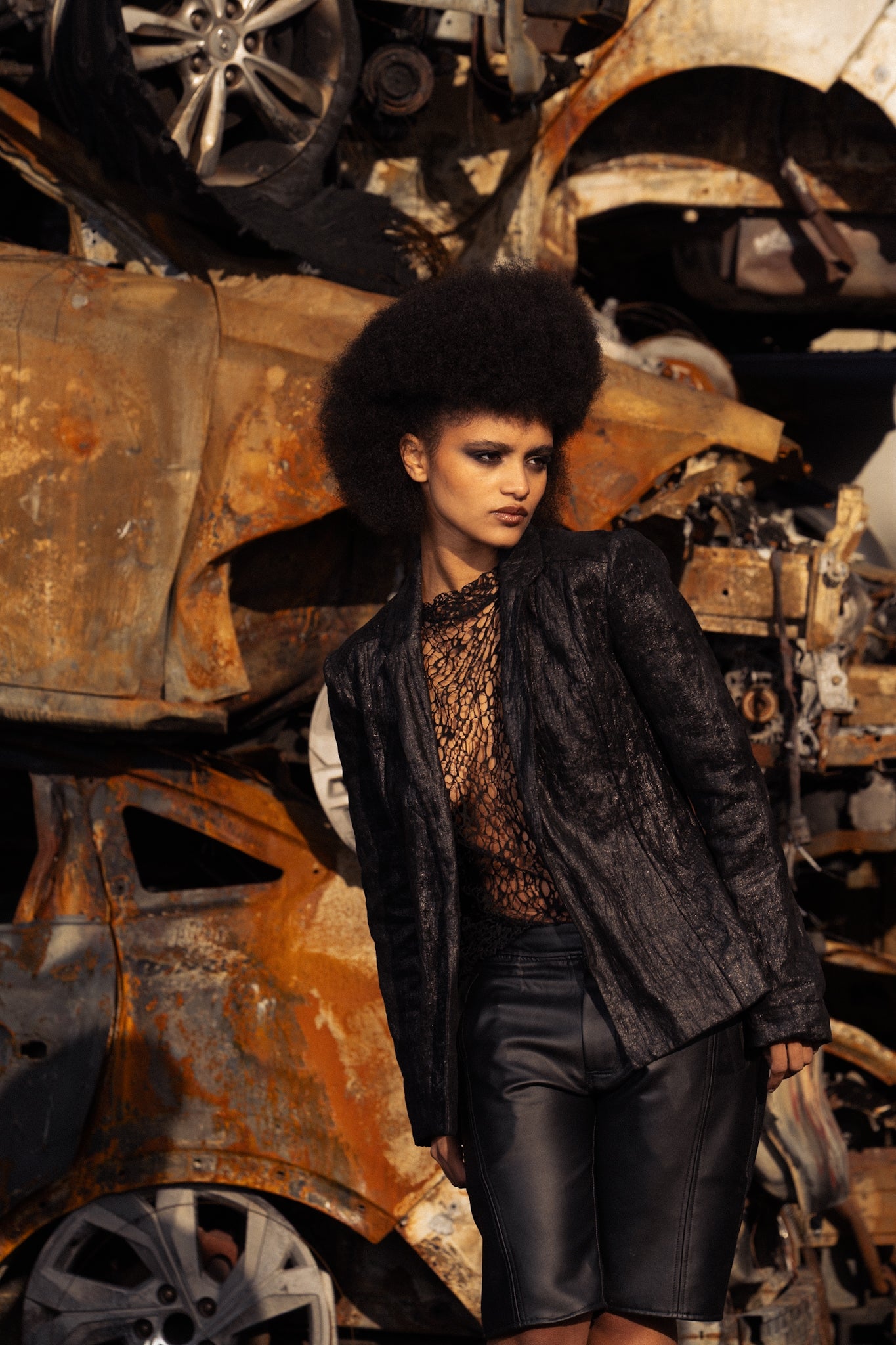 Shorts aus Kunstleder