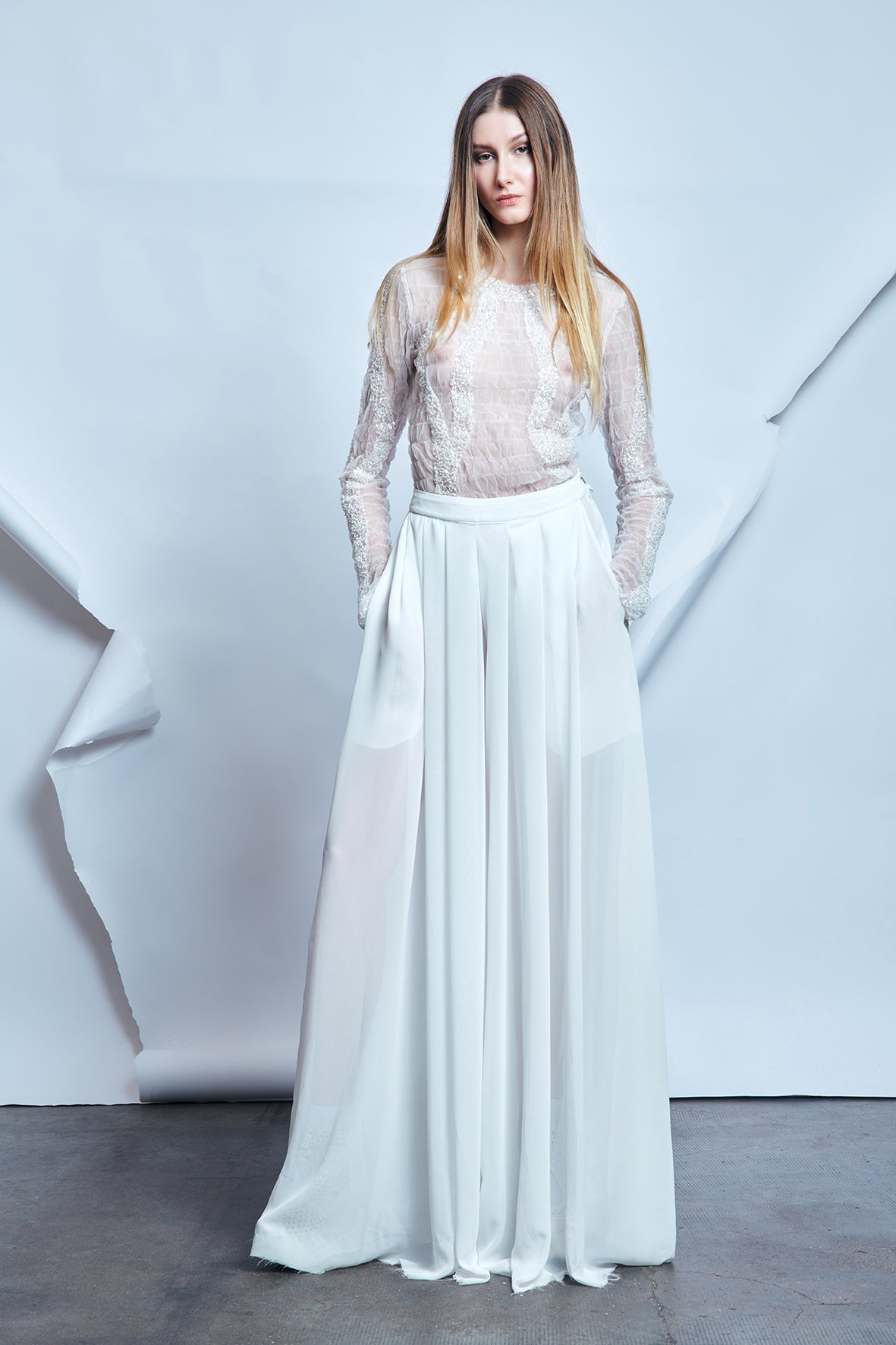 Besticktes, durchsichtiges Oberteil