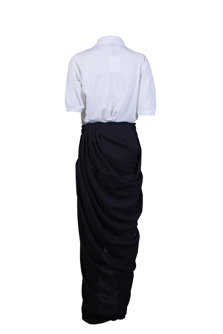 HYBRID POLO DRESS WITH HEAVY DRAPED WOOL SKIRT