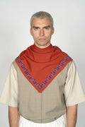 Der Schal / Ziegelrot und Blau