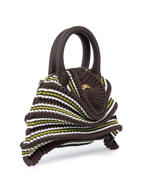 Gestrickte Balom Attesa Leder Handtasche in Urban Jungle in vollständiger Vorderansicht