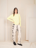 RE-GARDE Pants 001 fine art print organic cotton wide leg trousers front view at NOUS Studio
