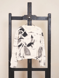 Detailed close up shot of the fine art painting print on super soft organic cotton