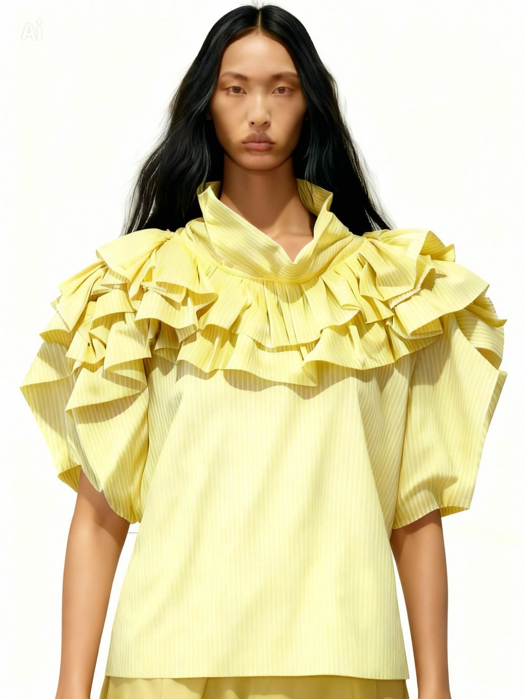 Ärmelloses Top mit gelb-weißen Streifen