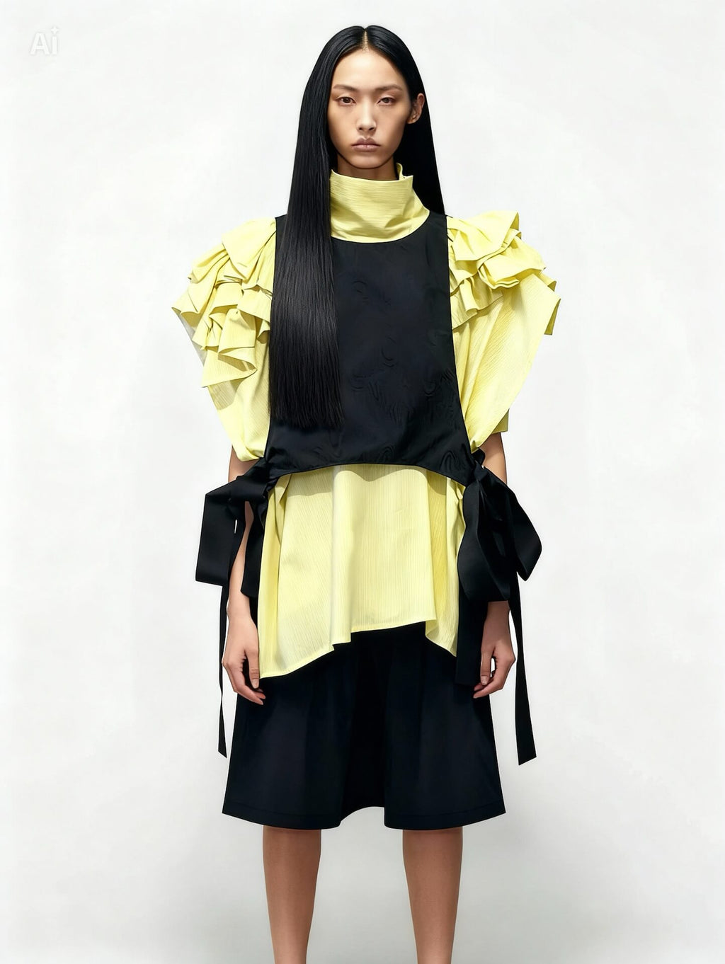 Ärmelloses Top mit gelb-weißen Streifen