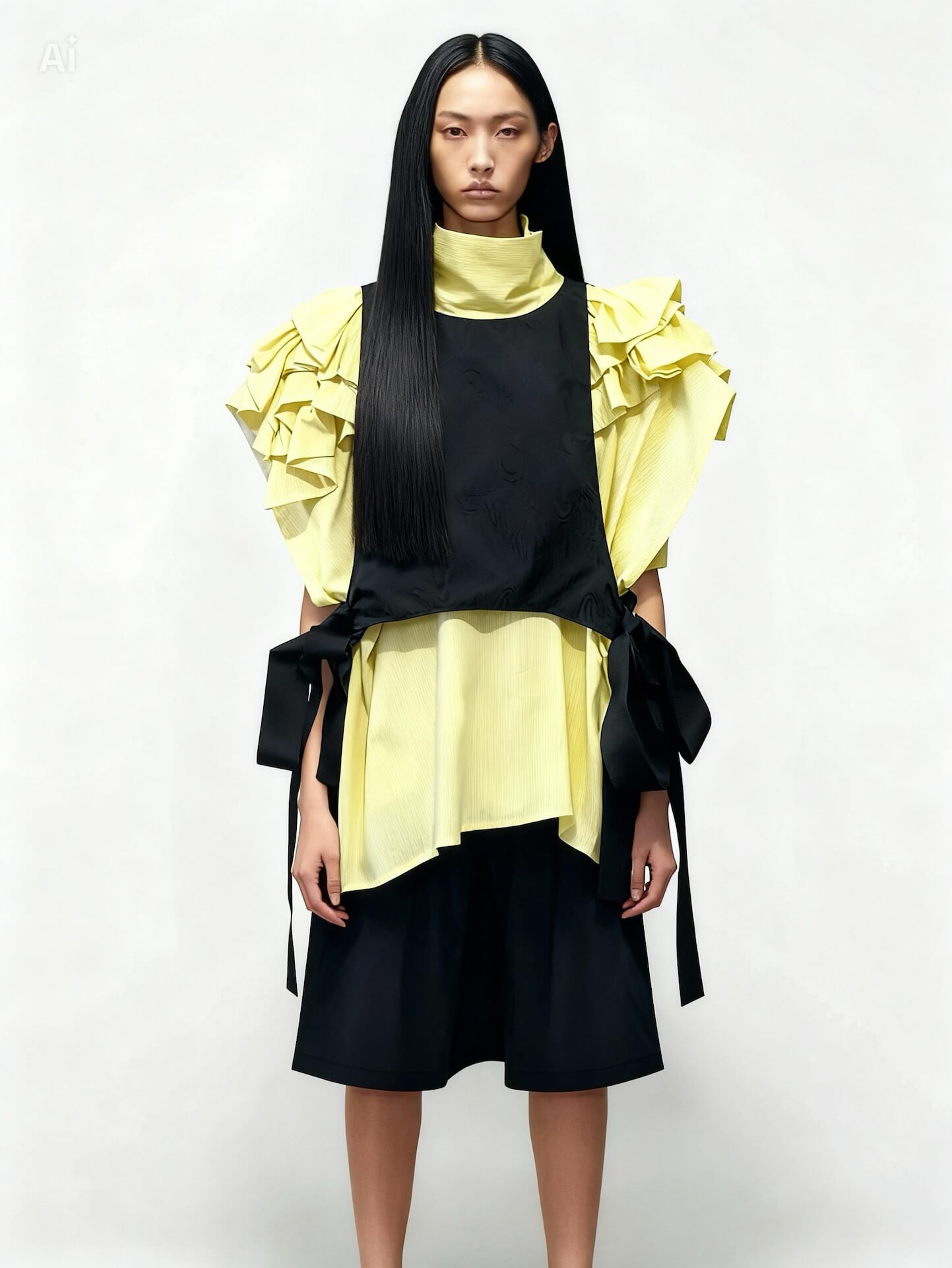 Ärmelloses Top mit gelb-weißen Streifen